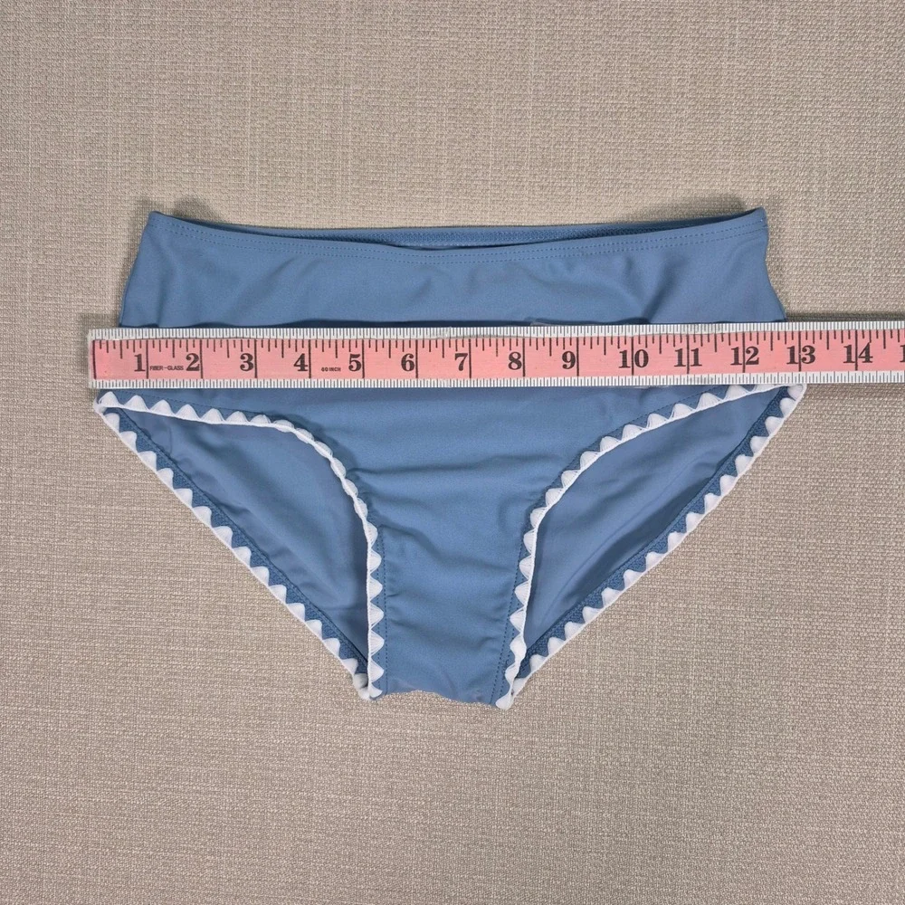 Girls Blue Ric Rac Trim Tankini Swimsuit Set Size 11-12Y Adjustable Straps